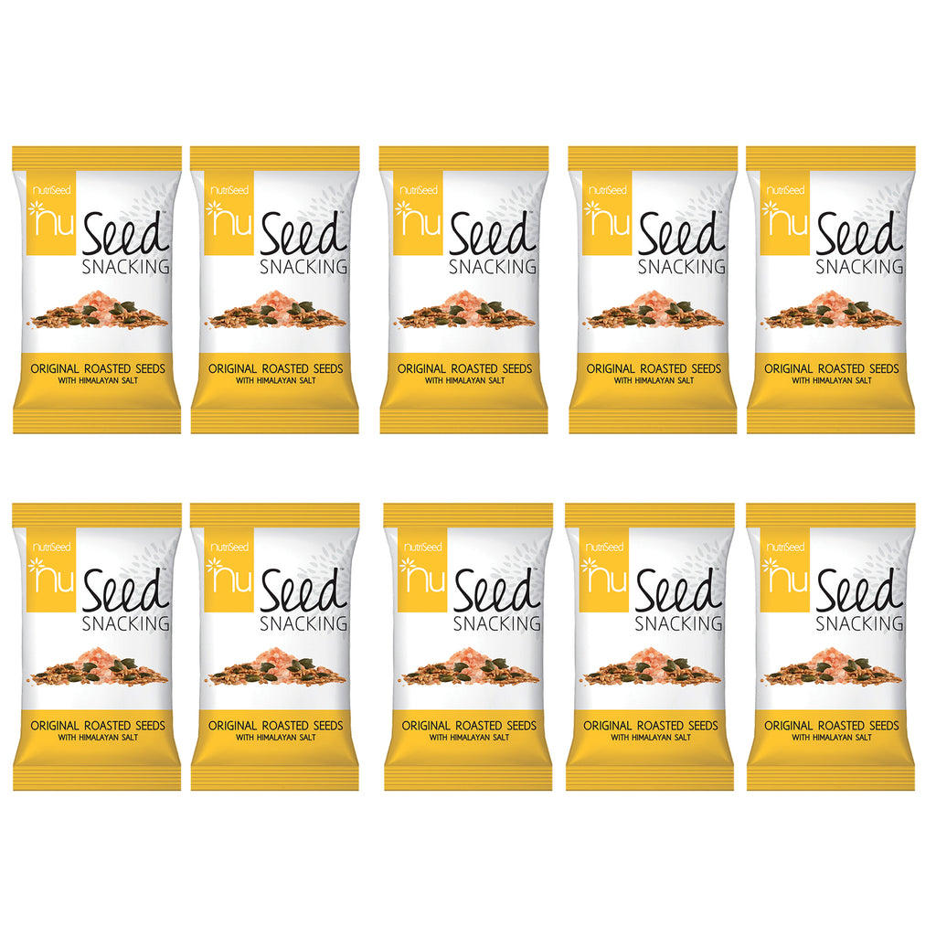 NutriSeed NuSeed Snacking Original Roasted Seeds w/ Himalayan Salt  - For the Carb Conscious - High in Dietary Fibre & Protein - Rich Source of Omega 6 Fatty Acids - Gluten-Free/Keto Friendly - 10x30g