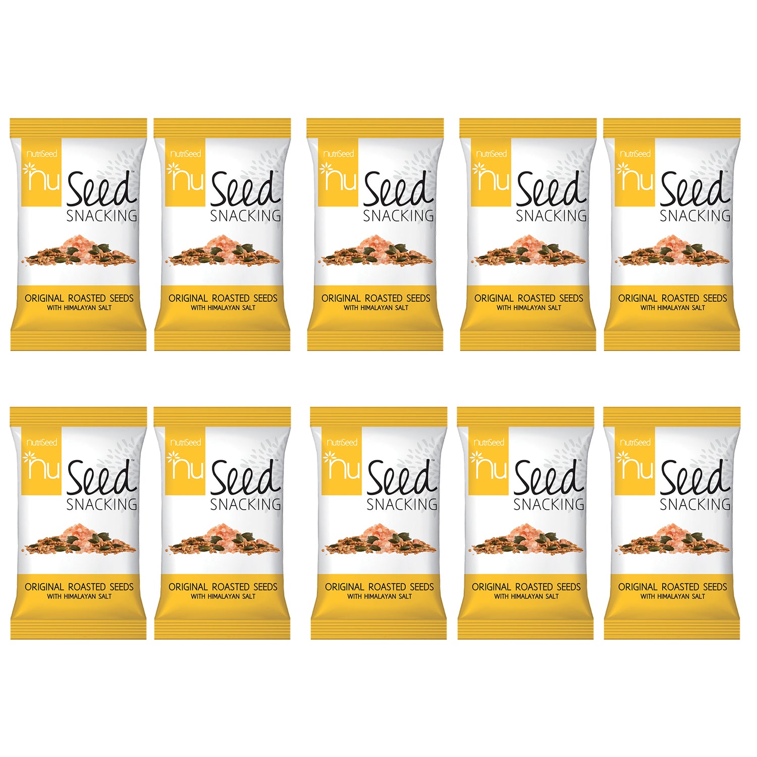 NutriSeed NuSeed Snacking Original Roasted Seeds w/ Himalayan Salt  - For the Carb Conscious - High in Dietary Fibre & Protein - Rich Source of Omega 6 Fatty Acids - Gluten-Free/Keto Friendly - 10x30g
