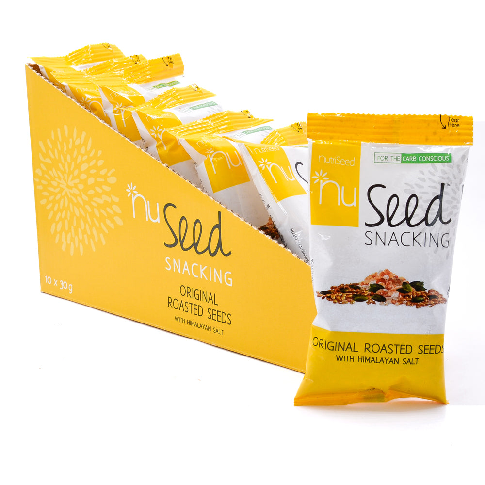 NutriSeed NuSeed Snacking Original Roasted Seeds w/ Himalayan Salt  - For the Carb Conscious - High in Dietary Fibre & Protein - Rich Source of Omega 6 Fatty Acids - Gluten-Free/Keto Friendly - 10x30g