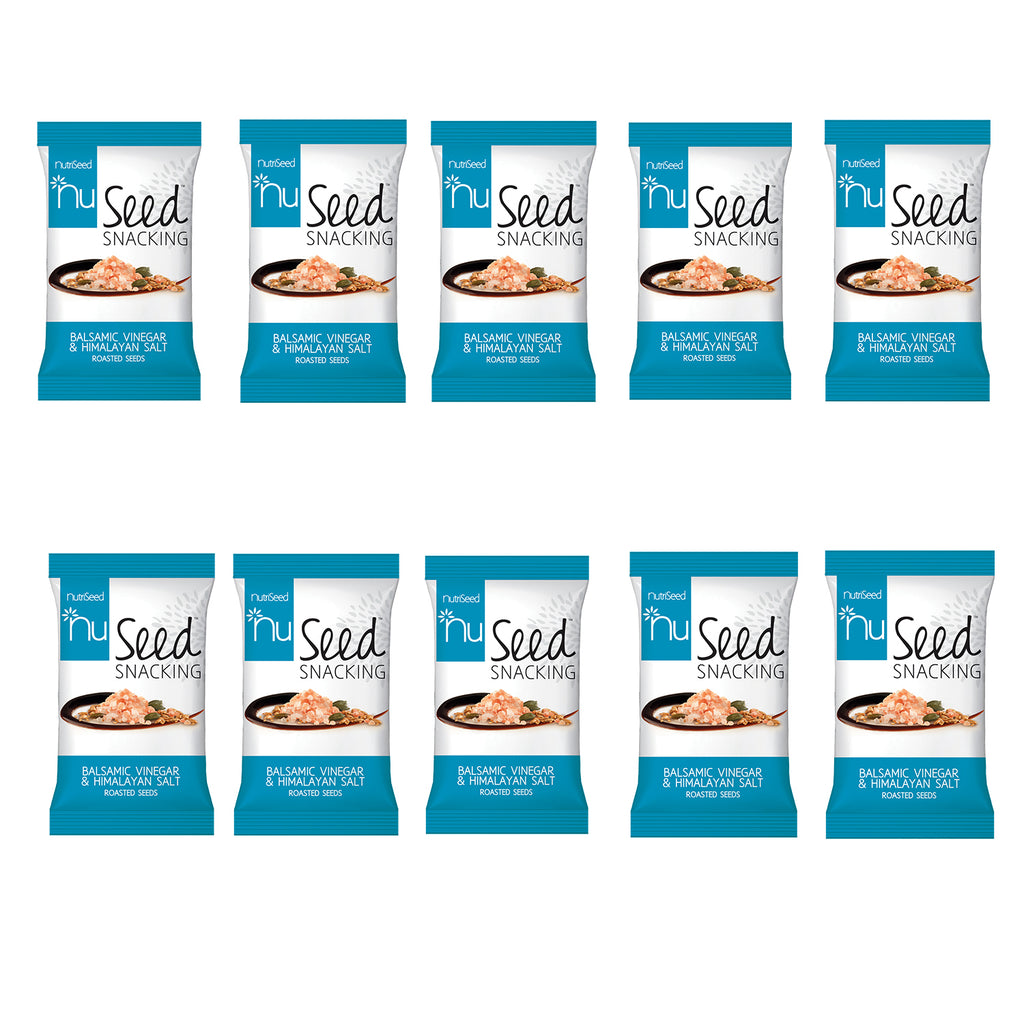 NutriSeedNuSeed Snacking Balsamic Vinegar & Himalayan Salt With Roasted Seeds  - For the Carb Conscious - High in Dietary Fibre & Protein - Gluten-Free & Keto Friendly - 10x30g