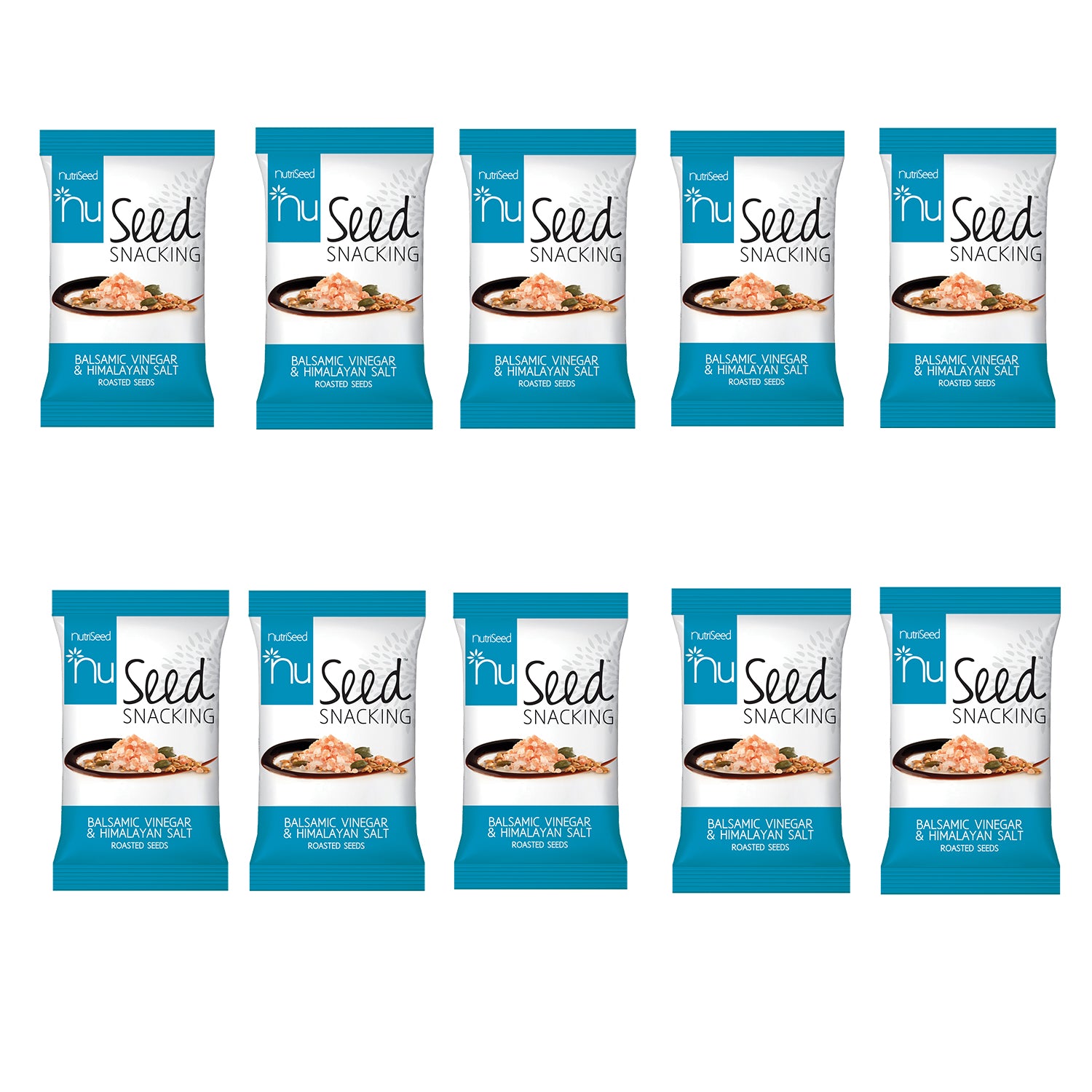 NutriSeedNuSeed Snacking Balsamic Vinegar & Himalayan Salt With Roasted Seeds  - For the Carb Conscious - High in Dietary Fibre & Protein - Gluten-Free & Keto Friendly - 10x30g