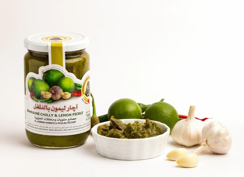 Al Jazeera Bahraini Chilly & Lemon Pickle  - Delicious and Tangy Pickle - High-Quality Ingredients - Combination of Spicy Chilies and Zesty Lemons  - Packed with Health Benefits - 500 Grams