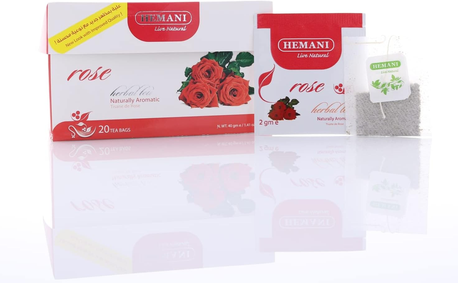 Hemani Rose Herbal Tea - Naturally Aromatic - Boosts Immunity  - Relieves Menstrual Cramps  - 20 Tea Bags - 40gms