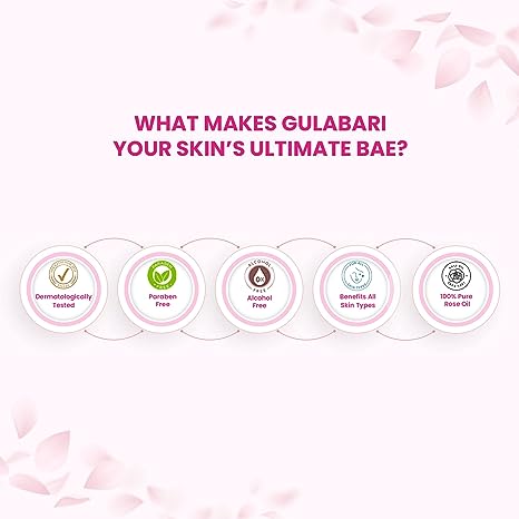 Dabur Gulabari Premium Rose Water  - For All Skin Types  - 100% Pure Rose Oil & Paraben Free  - Cleanses Your Skin from Deep Within - Dermatologically Tested - 250ml