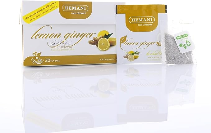 Hemani Honey & Ginger Herbal Tea - Deeply Soothing - Promotes Weight Loss  - Aids Digestion  - 20 Tea Bags - 40gms