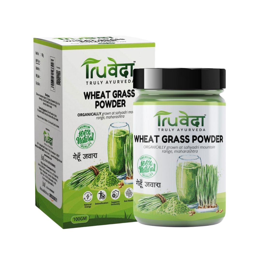 Truveda  Wheat Grass Powder  - Green Food Supplement - For Detoxification, Supports Immunity & Gut Health - 100g