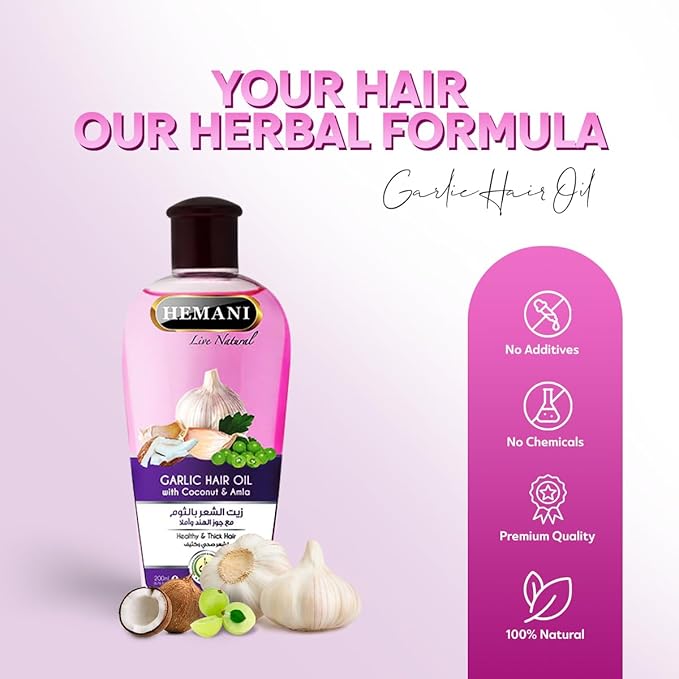 Hemani Garlic Hair Oil-Garlic Infused-Scalp Health-Hair