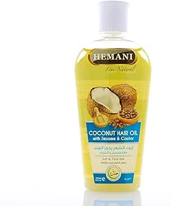 Hemani Coconut Hair oil with Castor and Seseme -Nourishing Blend-Moisturizing Properties