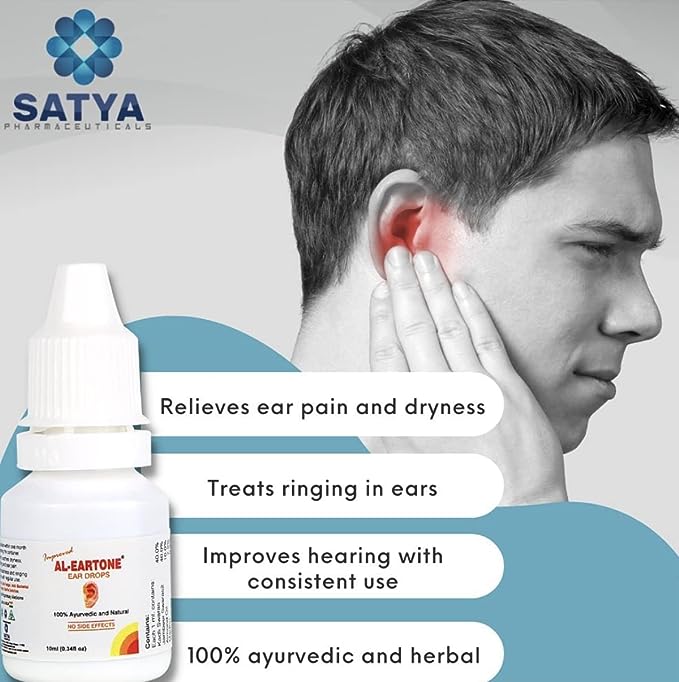 Al - Eartone 100% Ayurvedic & Natural Ear Drops - Soothes Dryness, Itching and Ear Pain - Maintain General Ear Hygiene - 10 ml