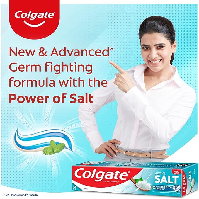 Colgate Anticavity Toothpaste with Active Salt - Prevents Dental Problems - Fights 99.9% Germs - 200 g