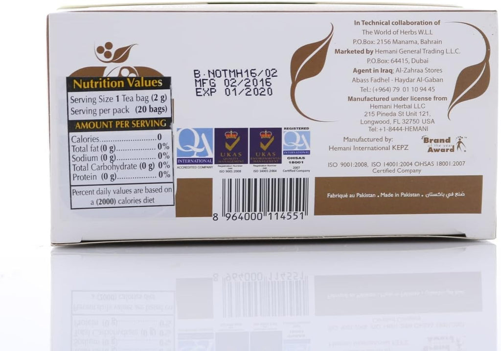 Hemani Mixed Herbs Herbal Tea All Round Effect Stress and Anxiety Relief Soothes Troubled Stomach and Insomnia 20 Tea Bags - 40gms