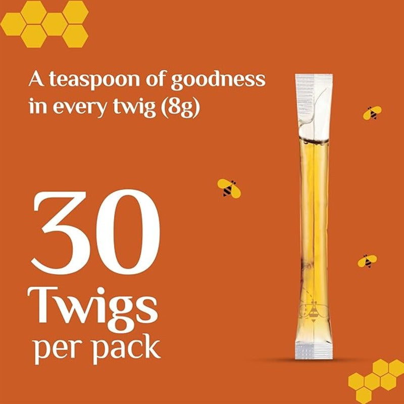 Honey Twigs  Ginger Infused Honey  - Anti Inflammatory & Aids Digestion - Best Ingredients, High Quality & No Added Sugar - 30 x 8 g