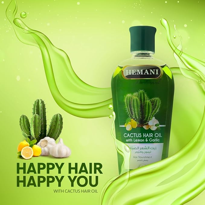 Hemani Cactus Hair Oil with Lemon and Garlic - with Cactus Oil Benefits - Lemon Extract and Garlic Extract - 200 ml