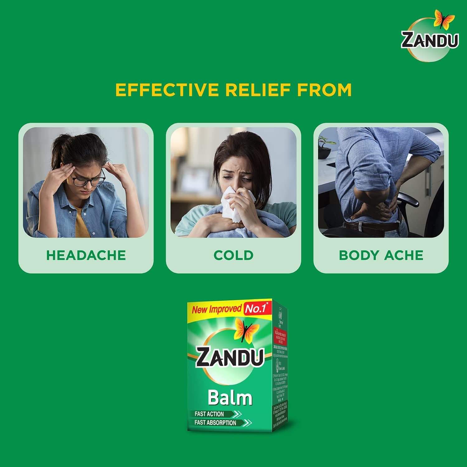 Zandu Ayuvedic Balm For Effective Relief Against Cold, Headache, Body Pain - 25ml