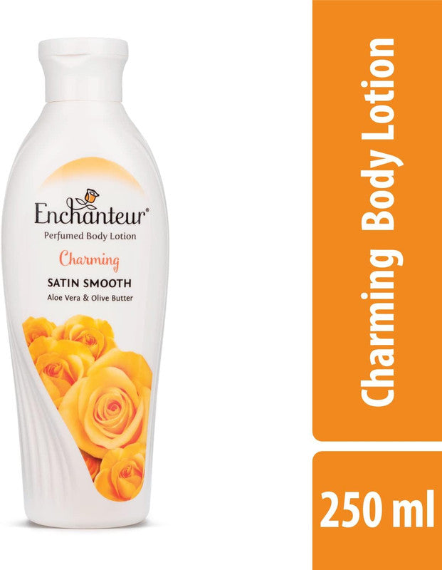 Enchanteur Perfumed Body Lotion Charming Satin Smooth | Aloe Vera & Olive Butter | Used to Soften and Moisturize Your Skin - 250ml