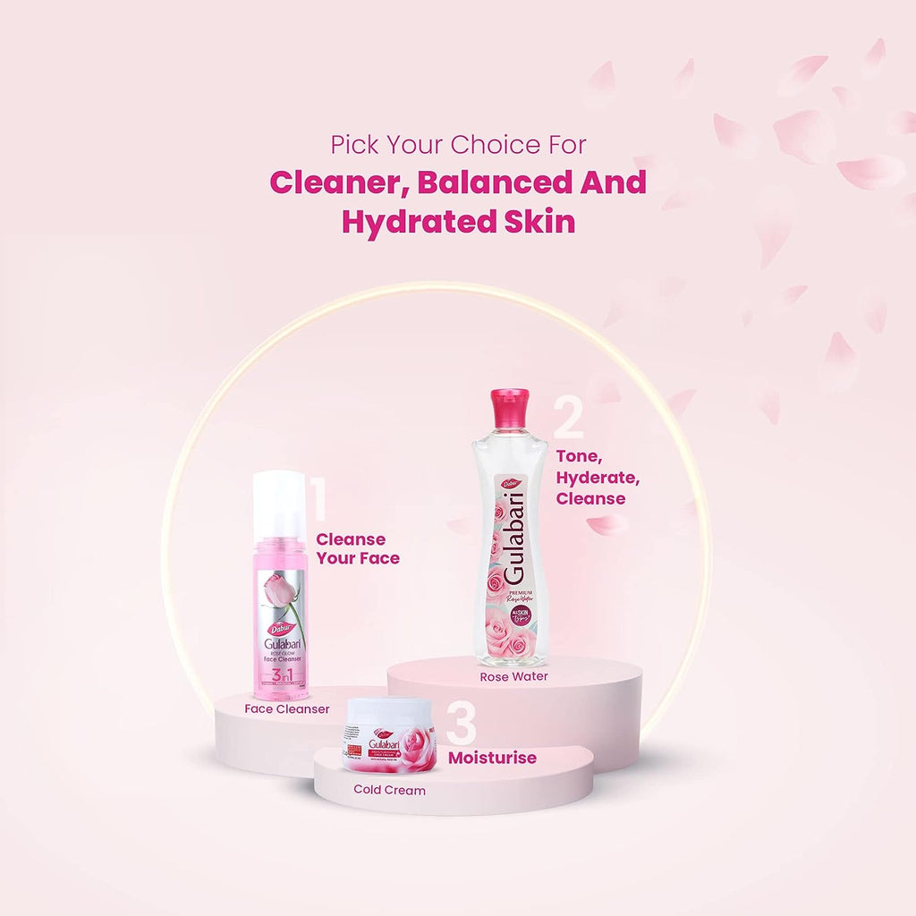 Dabur Gulabari Premium Rose Water  - For All Skin Types  - 100% Pure Rose Oil & Paraben Free  - Cleanses Your Skin from Deep Within - Dermatologically Tested - 250ml