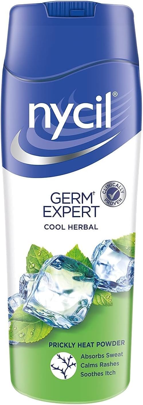 Nycil Zydus Cool Herbal Prickly Heat Powder - Helps Protect from Common Germs & Bacteria - Fights Body Odor, Itching, Rashes - with Herbal Ingredients-187.5 Grams