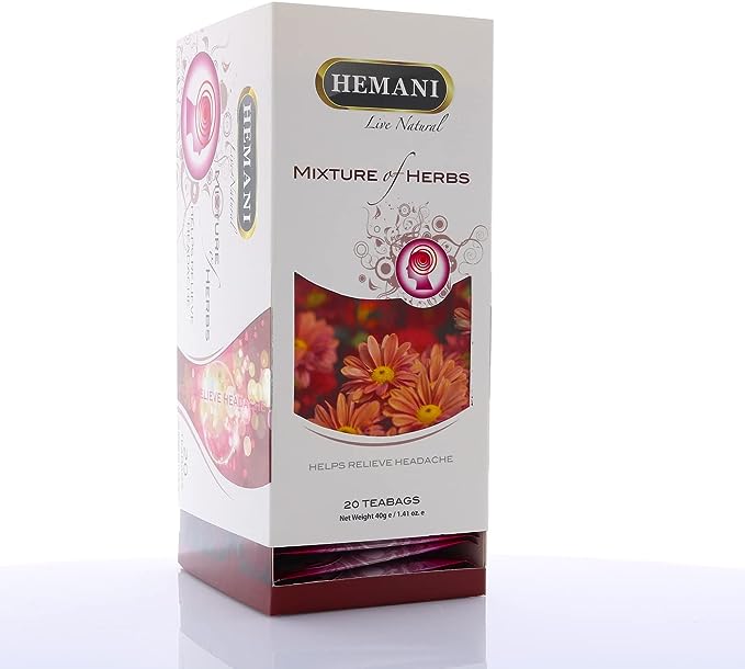 Hemani Mixture of Herbs Headache Wellness - Helps Relieve Headache - Provides Relief from Occasional Stress   - 20 Tea Bags - 40gms