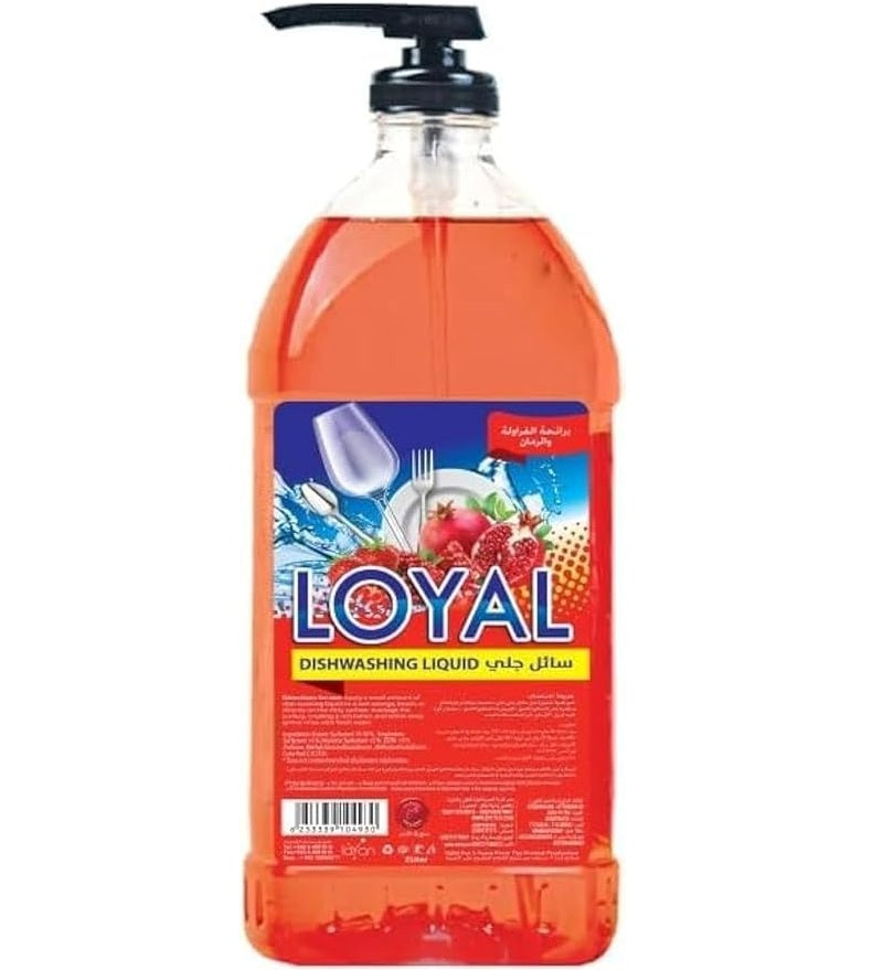 Loyal Dishwashing Liquid Strawberry & Promegranate Red - Effective Grease Cutting - Concentrated Formula - 1 Liter