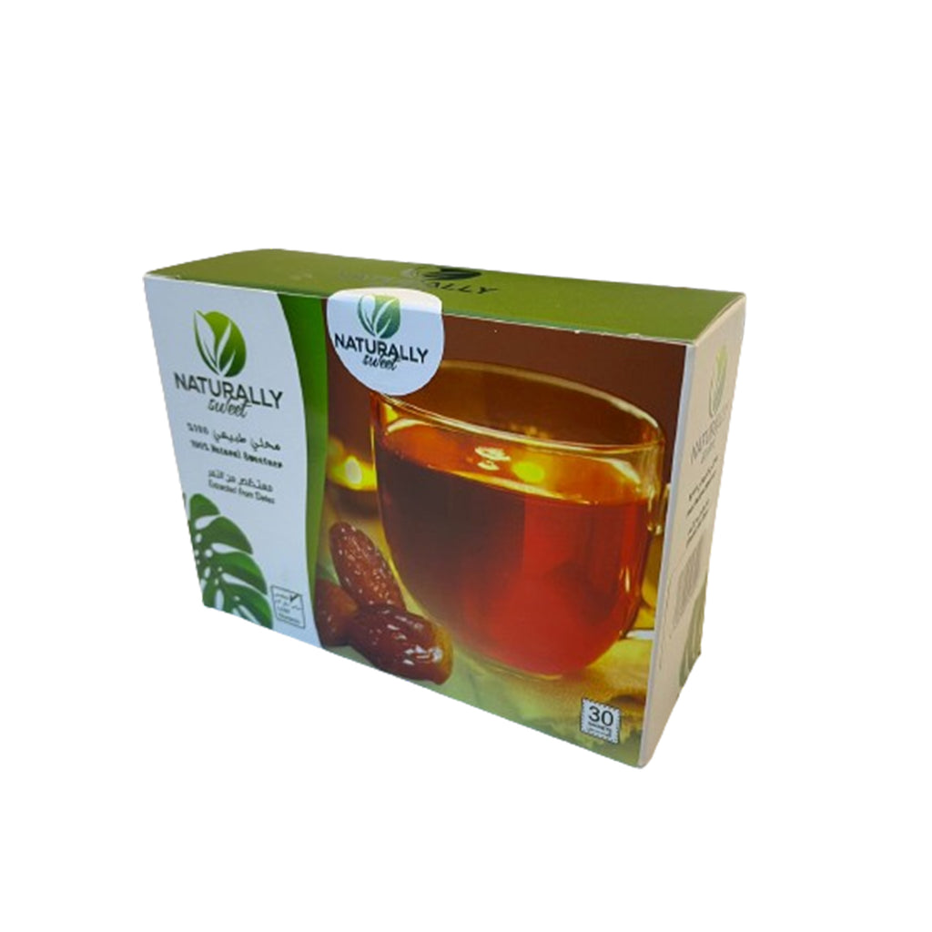 Naturally Sweet Fructose Liquid Date Sugar - 100% Natural Sweetener - Extracted from Dates - Healthy Alternative to Table Sugar - Low Glycemic & Low Calories - 30 sachets - 300 gm Total