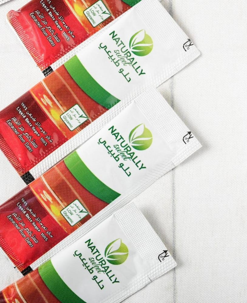 Naturally Sweet Fructose Liquid Date Sugar - 100% Natural Sweetener - Extracted from Dates - Healthy Alternative to Table Sugar - Low Glycemic & Low Calories - 30 sachets - 300 gm Total
