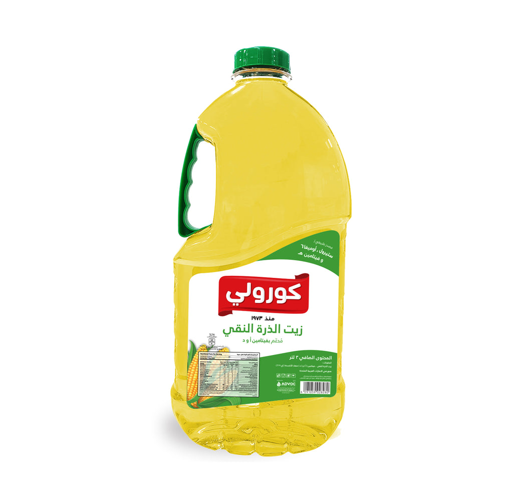 Coroli Pure Corn Oil - Cholesterol Free & Enriched with Vitamin A, D & E - Source of Natural Antioxidants Omega 6 - The Best & Most Versatile Cooking Oil  - 3 Liters