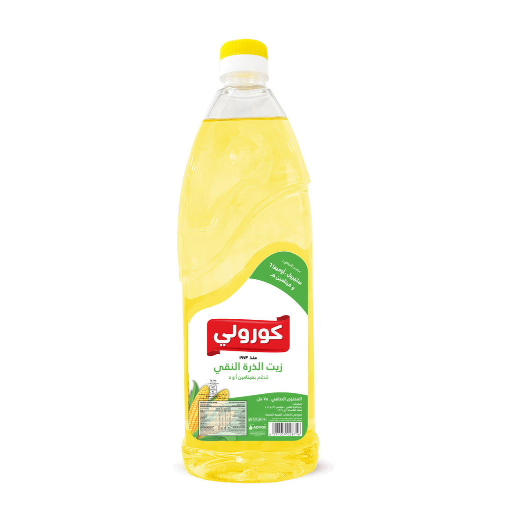 Coroli Corn Oil Pet Bottle - Cholesterol Free & Enriched w/ Vitamin A, D & E - Source of Natural Antioxidants Omega 6  - The Best & Most Versatile Cooking Oil  - 750 ml