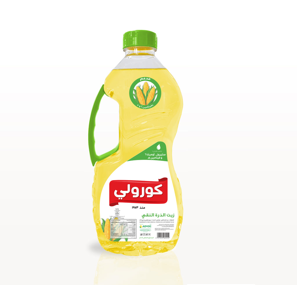 Coroli Corn Oil 1.5 Liter - Light and Cholesterol Free - Enriched with Vitamin A, D and E, Sterols, Natural Antioxidants Omega 6 - Versatile Cooking Oil [Cook, Bake, Sauté or Deep-fry]