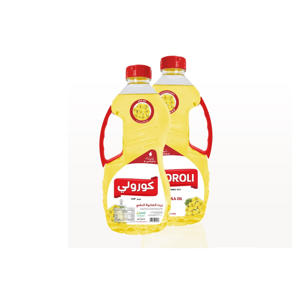 Coroli Pure Canola Oil 1.5 Liters Less Saturated Fat High Level of Omega-3 and Minimal Cholesterol for Cooking, Sauteing, Stir-frying And Baking