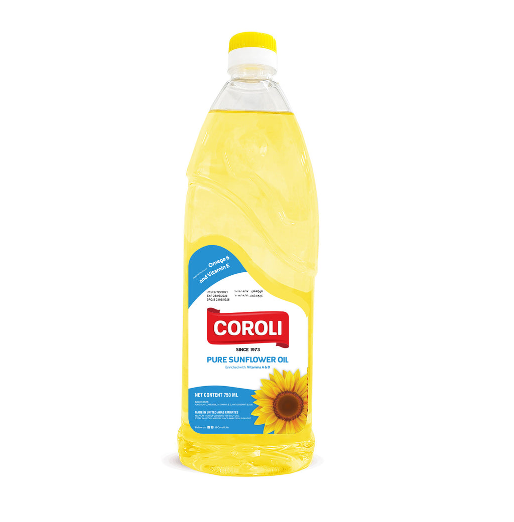Coroli Pure Sunflower Oil - The Best & Most Versatile Cooking Oil - Helps in Reducing Bad Cholesterol - 750 ml