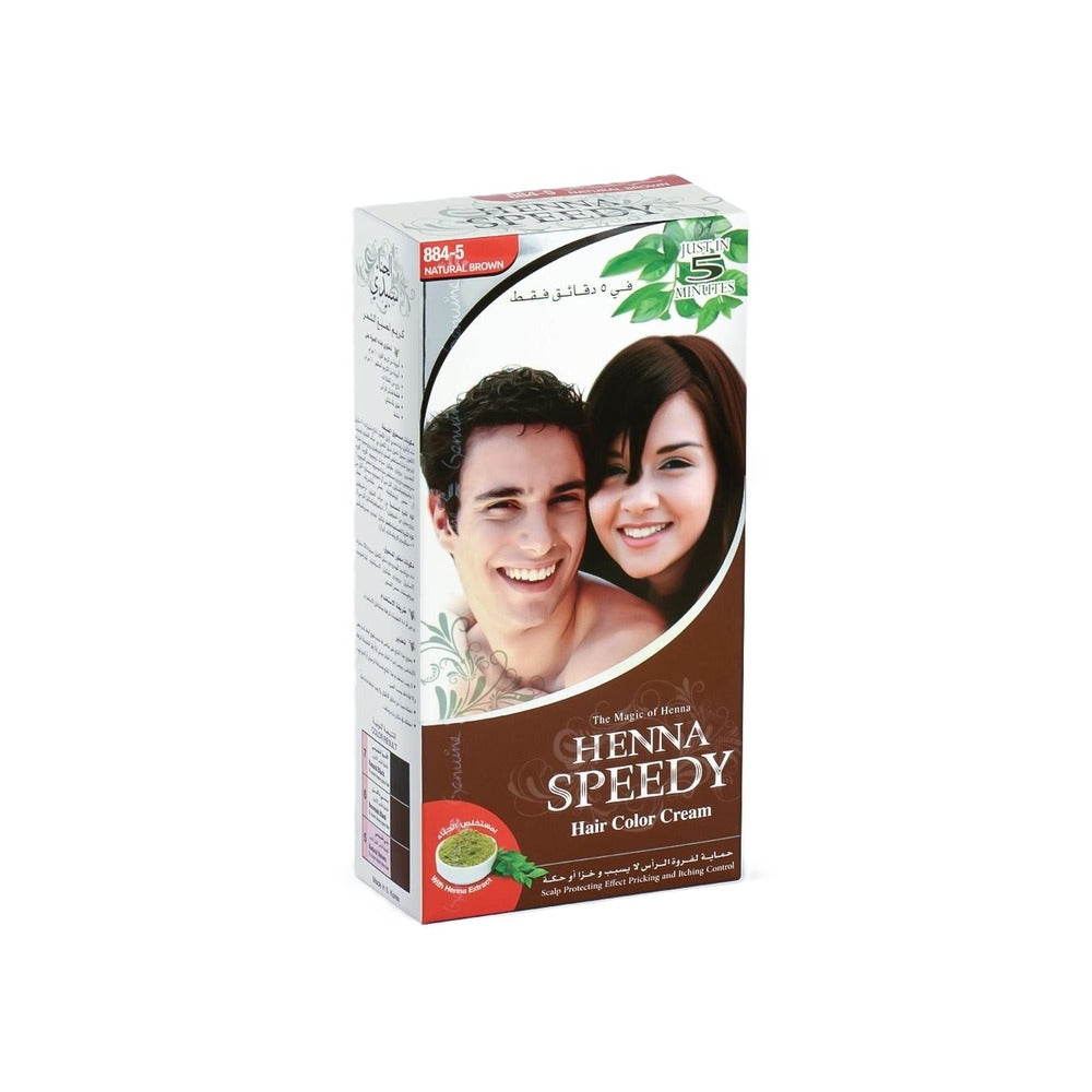 Henna Speedy  Natural Brown Hair Colour Cream  - With Henna Extract - Scalp Protecting & Itching Control - To Cover Slight Gray Hair - 120 Grams