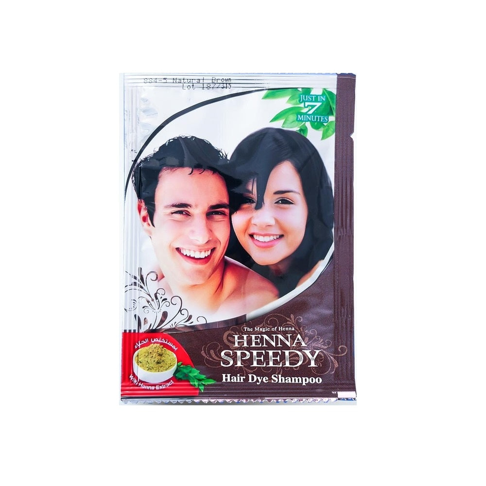 Henna Speedy Natural Brown Hair Dye Shampoo - With Henna Extract - In Just 7 Minutes - 30 ml