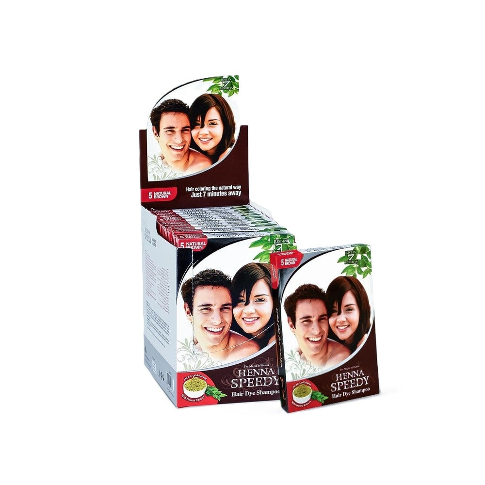 Henna Speedy Natural Brown Hair Dye Shampoo - With Henna Extract - In Just 7 Minutes - 30 ml