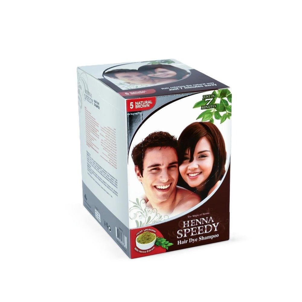 Henna Speedy Natural Brown Hair Dye Shampoo - With Henna Extract - In Just 7 Minutes - 30 ml