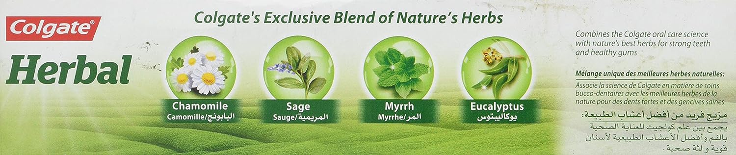 Colgate Herbal Toothpaste - Enriched with Natural Extracts - Strong & Healthy Gums  - With the Goodness of Eucalyptus, Myrrh, Sage, Chamomile  - 100 ml