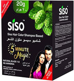 SISO Hair Colour Shampoo Based - Ammonia-Free Formula - Natural Looking Black Color - For Men and Women - 20 g x 10 - 1 box
