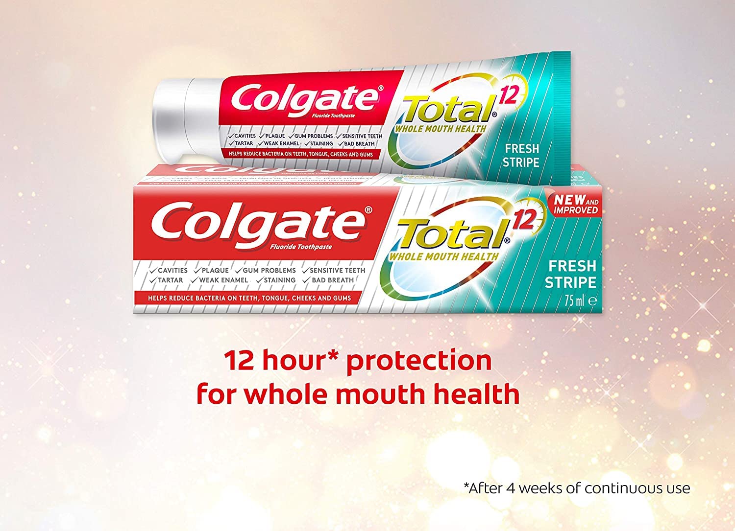 Colgate Flouride Total Toothpaste -12 Hour Antibacterial Protection - Fresh Stripe  - 100 ml