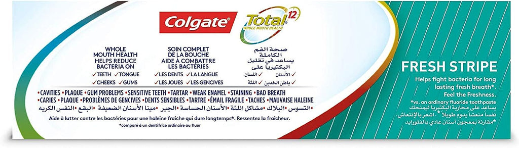 Colgate Flouride Total Toothpaste -12 Hour Antibacterial Protection - Fresh Stripe  - 100 ml