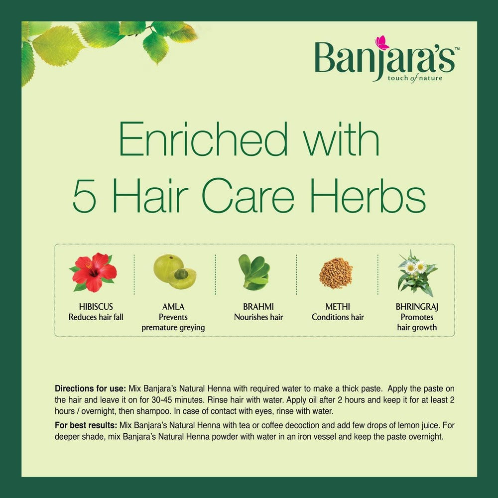 Banjara's Natural Henna With Hair Care Herbs - 100% Natural Ingredients - Strengthens Hair - For Silky Smooth Hair-1 kg