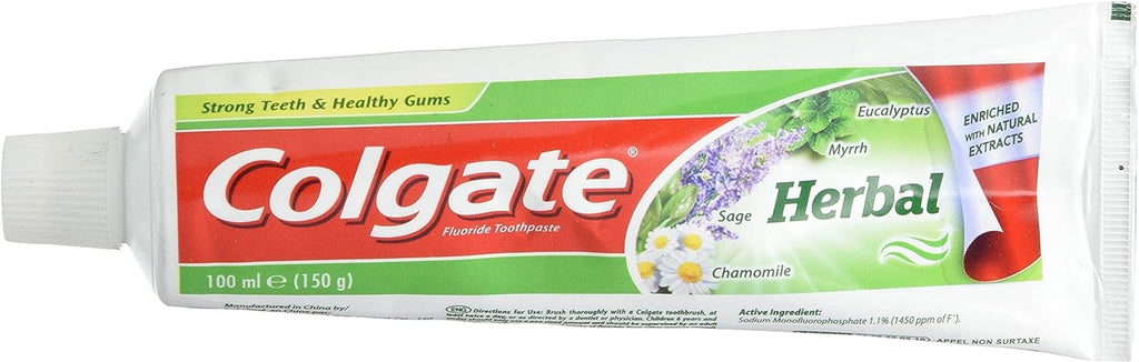 Colgate Herbal Toothpaste - Enriched with Natural Extracts - Strong & Healthy Gums  - With the Goodness of Eucalyptus, Myrrh, Sage, Chamomile  - 100 ml