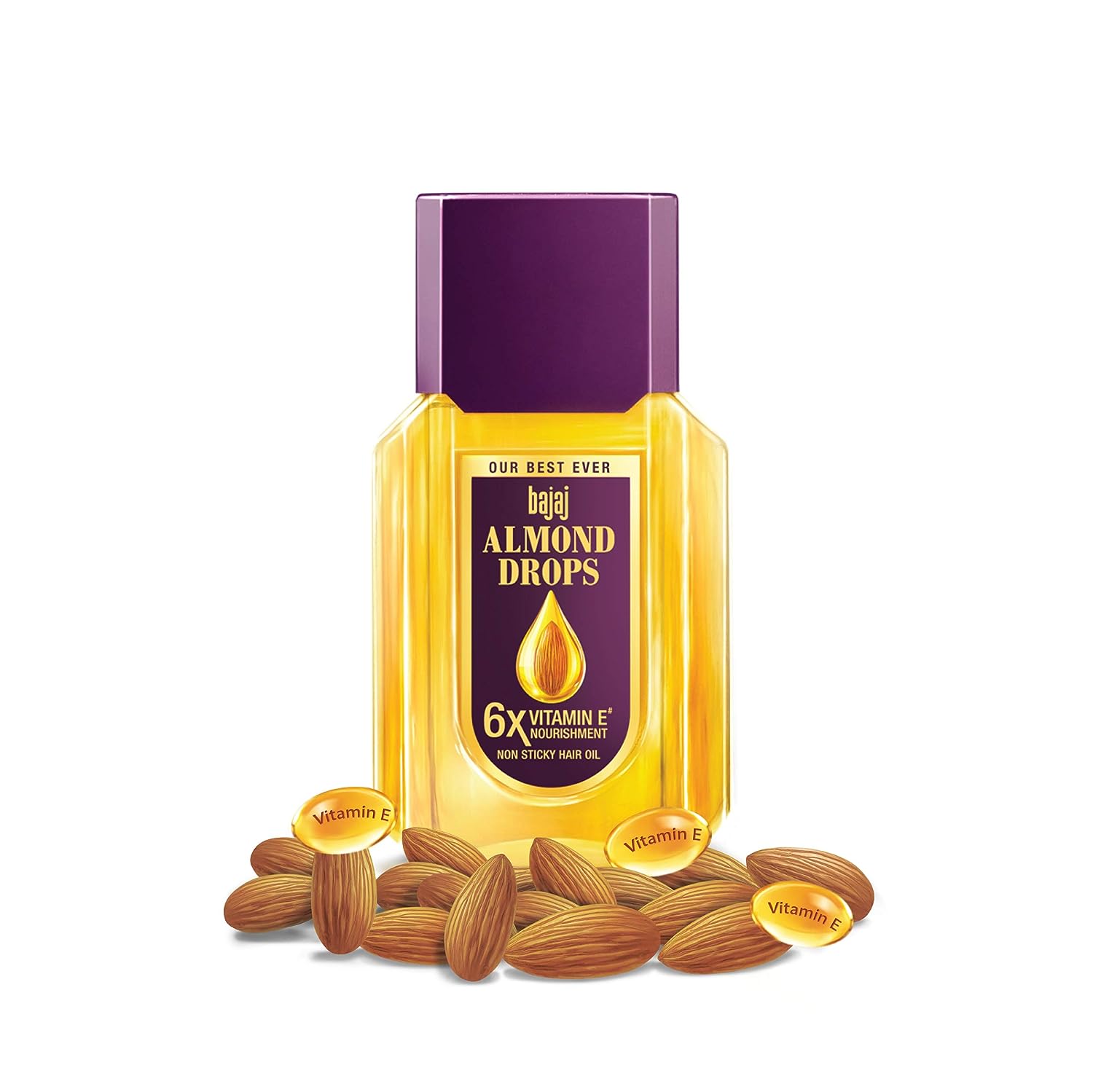 Bajaj Almond Drops  - 6X Vitamin E Nourishment Non Sticky Hair Oil For Long, Strong & Shiny Hair  95 ml