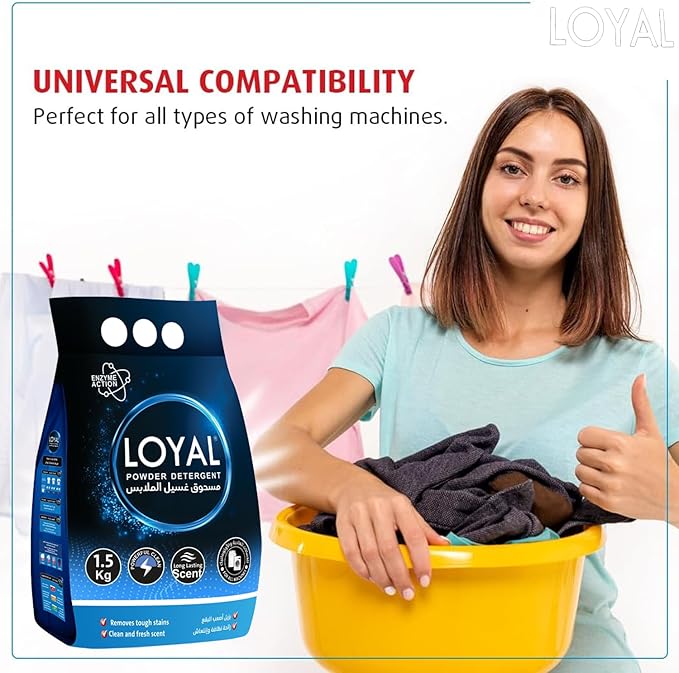 Loyal Powder Detergent - with Powerful Cleaning Action - Economical & Suitable for All Fabrics - 1.5 kg
