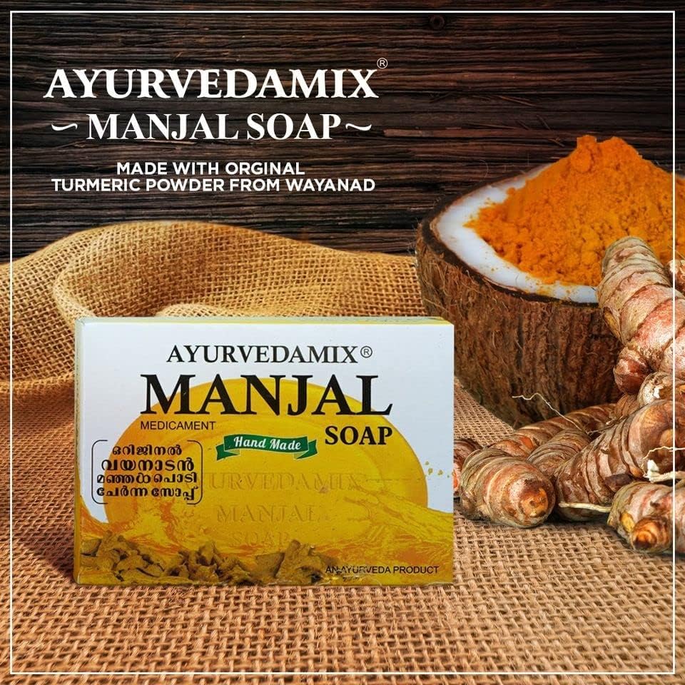 Ayurvedamix Manjal Soap | An Ayurveda Product Hand Made | Keeps The Skin Germ-Free And Prevents The Occurrence of Acne and Pimples - 75g
