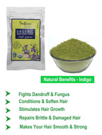 Sanjeevani Naturals Indigo Powder for Hair Color - Natural Grey Coverage & Hair Conditioning - For Men And Women   - 4 x 25 g - 100 Total Grams