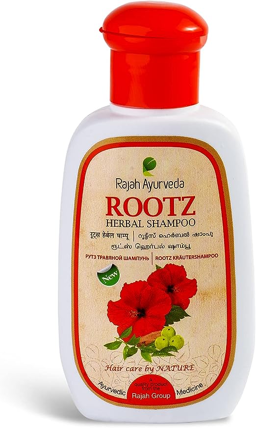 Rajah Ayurveda Rootz Herbal Shampoo  - Ayurvedic Hair Care  - Strengthens Hair - Anti Dandruff & Hair Moisturizer  - 100 ml