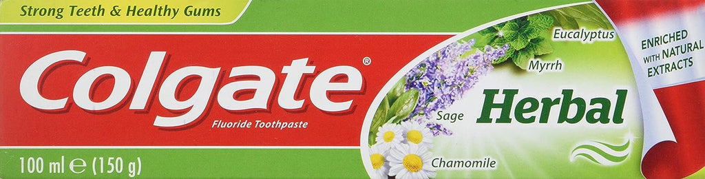 Colgate Herbal Toothpaste - Enriched with Natural Extracts - Strong & Healthy Gums  - With the Goodness of Eucalyptus, Myrrh, Sage, Chamomile  - 100 ml