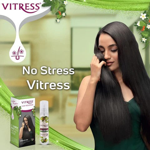 Vitress  Hair Freshener Meadow Zest  - Eliminates Unwanted Ordors - Keeps Hair Smooth & Shiny - With Anti-Bacterial Actives -  100ml