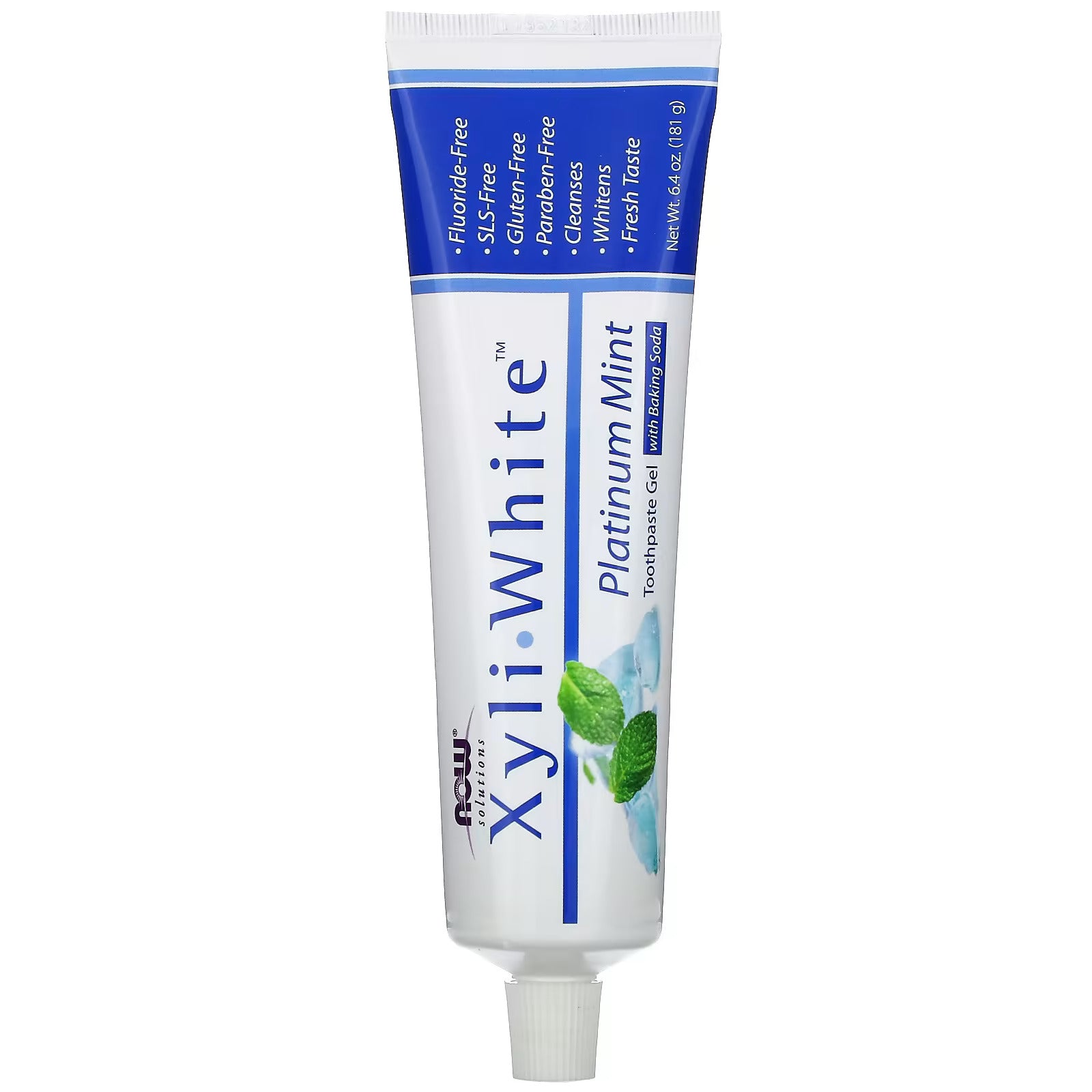 Xyli White Platinum Mint Toothpaste Gel with Baking Soda | Reduces Plaque | Whitens Teeth | Free from Fluoride, Gluten, SLS & Paraben | For Long Lasting Fresh Taste & Breath - 181 g