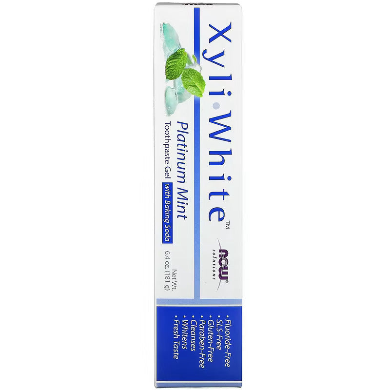 Xyli White Platinum Mint Toothpaste Gel with Baking Soda | Reduces Plaque | Whitens Teeth | Free from Fluoride, Gluten, SLS & Paraben | For Long Lasting Fresh Taste & Breath - 181 g