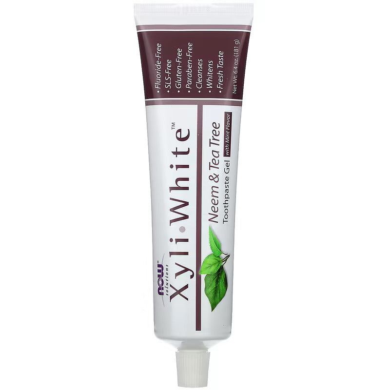 Xyli White Neem & Tea Tree Toothpaste Gel with Mint Flavour | Reduces Plaque | Whitens Teeth | Free from Fluoride, Gluten, SLS & Paraben | For Long Lasting Fresh Taste & Breath  - 181 g